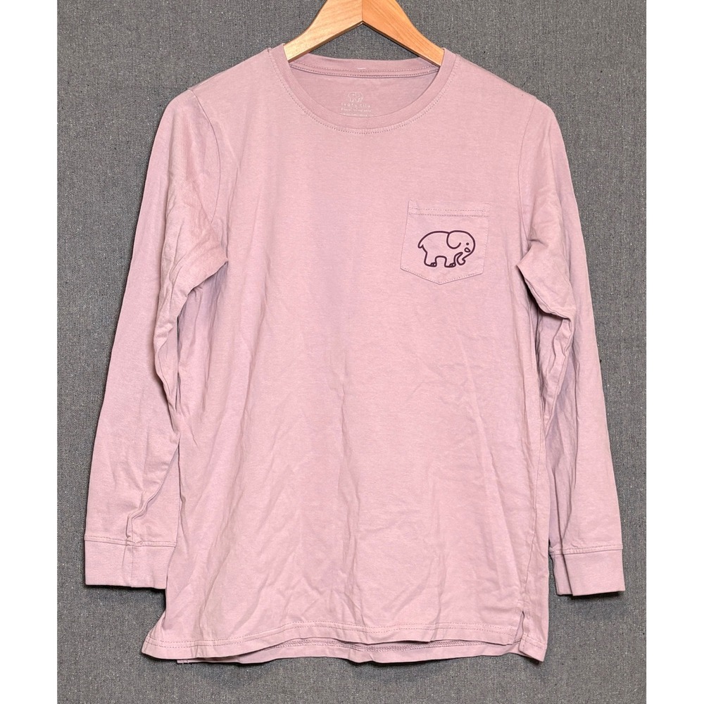 Ivory Ella Womens Medium Long Sleeve Pocket T-Shirt Mauve Pink Paisley Elephant